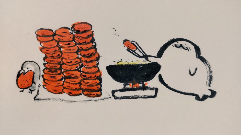jissunboshi96's tweet photo. 台風が迫ってるので、コロッケを
揚げまくるアザラシを描きました。 https://t.co/dwKCniMzi3