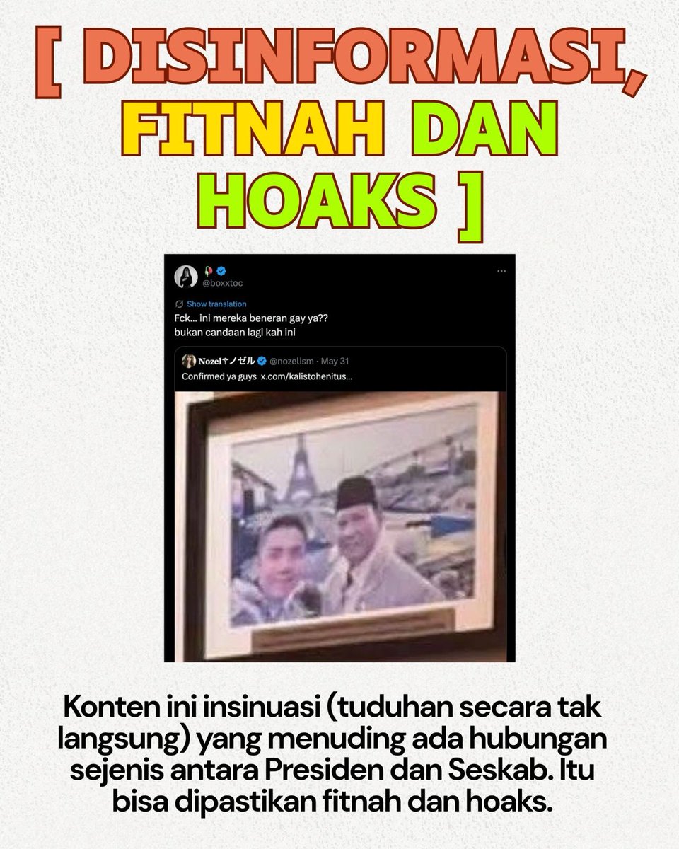 spiiwon's tweet photo. Modus hoaks sekarang makin licik, pakai teknik insinuasi atau tuduhan tidak langsung biar kesannya cuma 'bertanya'. Tapi intinya tetap sama: FITNAH. Yuk, jadi netizen cerdas yang kebal hoaks! https://t.co/N4KBELUjlh