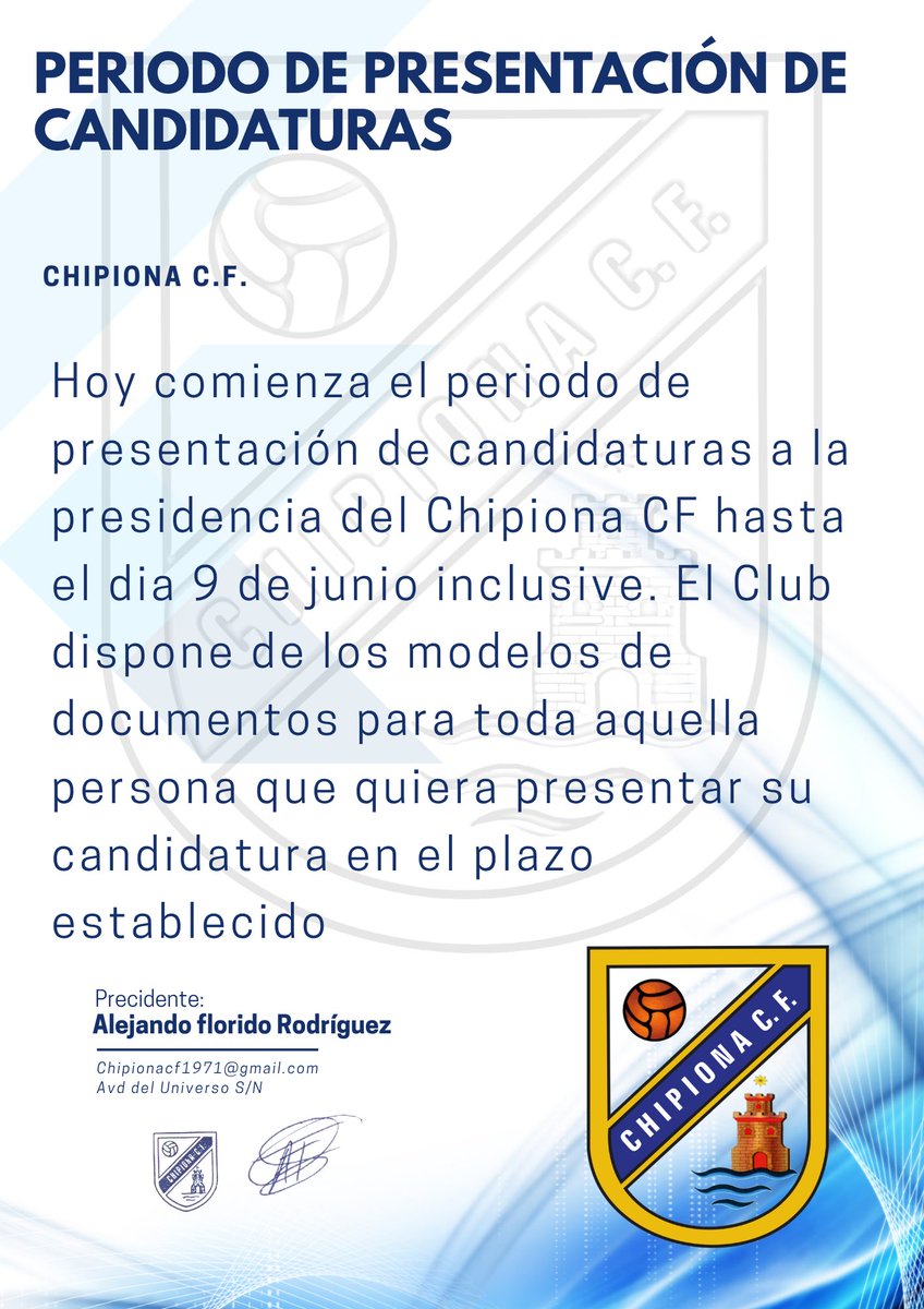 chipiona_c_f's tweet photo. 2.- La actual directiva del Chipiona CF solicita una subvención por importe de 4250 € a la Diputación Provincial de Cádiz para sufragar gastos de la cantera. Con este gesto se pretende facilitar lo máximo posible a la nueva junta directiva su entrada en la gestión del club. https://t.co/kqhuzwet0W
