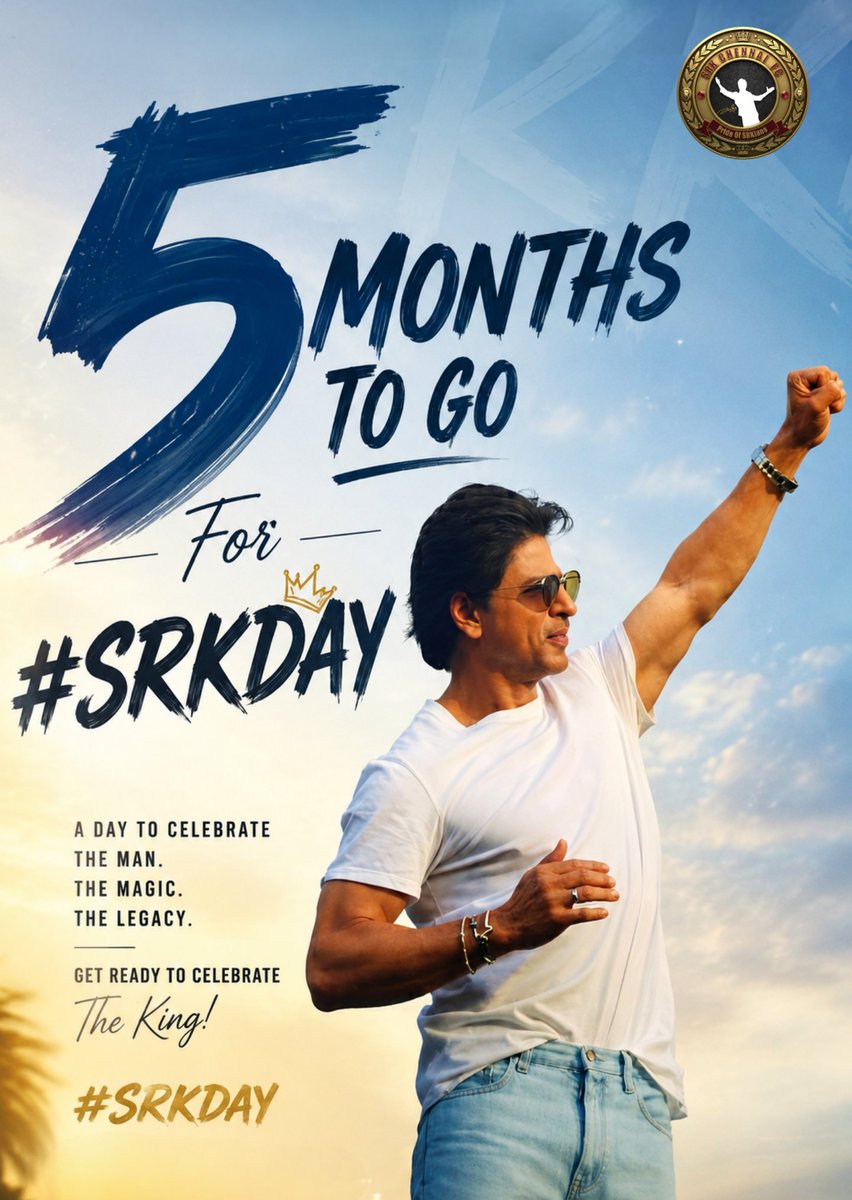 SRKCHENNAIFC's tweet photo. 5 MONTHS TO GO FOR #SRKDay ❤️

A day to celebrate the man, the magic, and the legacy that continues to inspire millions across the world. ✨

The countdown has begun, SRKians! 🔥

The King. The Emotion. The Legend.

#ShahRukhKhan #SRK #KingKhan #SRKDayCountdown #SRKCFC https://t.co/HEqP3w5bR0