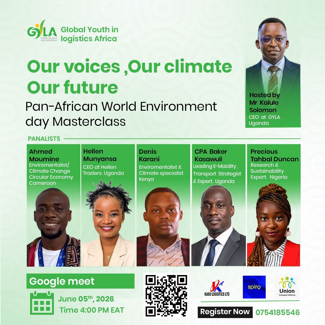 GYLA_Uganda's tweet photo. π This Friday!
Join the Pan-African World Environment Day Masterclass.
ποΈ 5 June 2026
β° 4 PM EAT | 2 PM WAT
π» Google Meet
πΏ Our Voices. Our Climate. Our Future.
π² Register here now πhttps://t.co/OTLxcb7tgd
#ThisFriday #WorldEnvironmentDay #Masterclass #ClimateAction https://t.co/sLvTEbdTVV