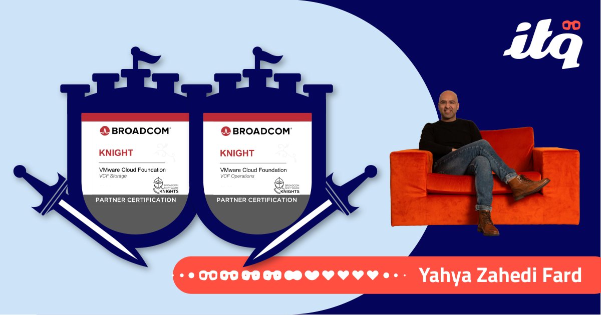 ITQ's tweet photo. Congratulations, @yahyazahedi, who is officially recognized as a VCF Storage and Operations @Broadcom Knight! 🛡️

This Broadcom Knight title is more than well deserved.

We are ready for what's next! 🚀

#broadcomknight #innovation #vmwarecloudfoundation #broadcom https://t.co/XrMWBytB2T