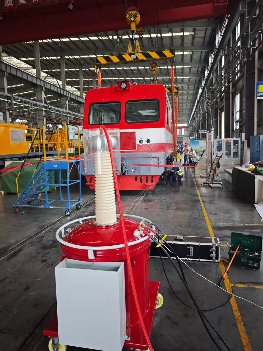 KDZDelectrical's tweet photo. On-site AC withstand voltage test for new electric locomotive🚆
Our power frequency HV tester verifies full-vehicle insulation to satisfy railway safety specs.
Custom test solutions for locomotives &amp; rail parts.
#RailwayEngineering #HVTestEquipment
LINK:https://t.co/iu2ypzlI8Y https://t.co/od0CYAoE5q