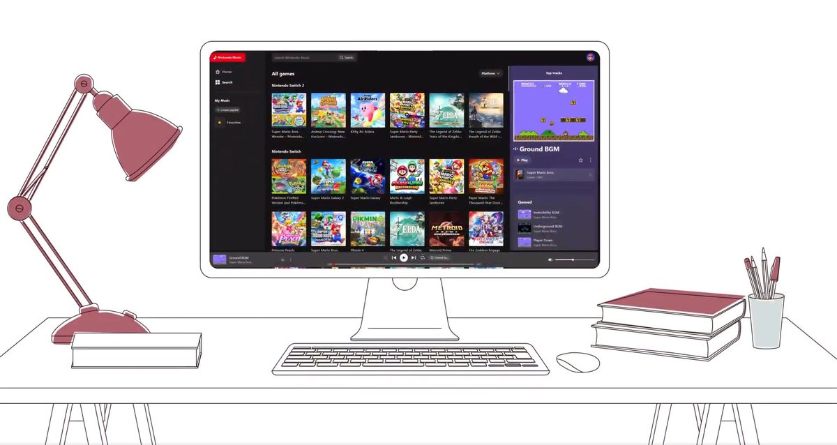 LayGamess's tweet photo. Nintendo acaba de anunciar que su servicio de música ahora se estará disponible para PC, tablets y en el carro a través de la conexión con el móvil 🔥 https://t.co/ynfmiIMviY