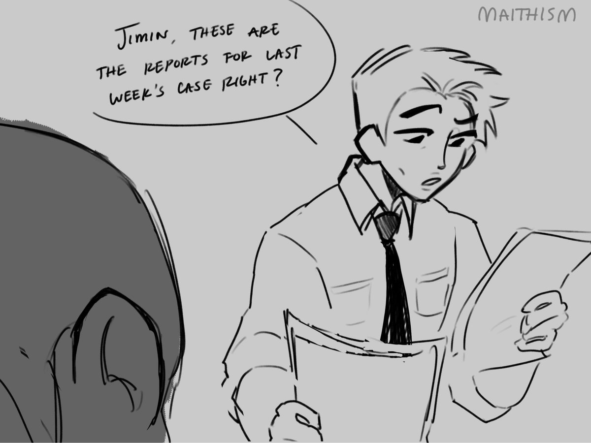 maithism's tweet photo. [P.A.P.I au] All Namjoon wanted to do was talk to his partner P.I. Jimin about work… 🫩 He failed regardless AHAHAH (1/3)

guys i just miss making bts silly- LMFAO https://t.co/9lWPRXH9VV