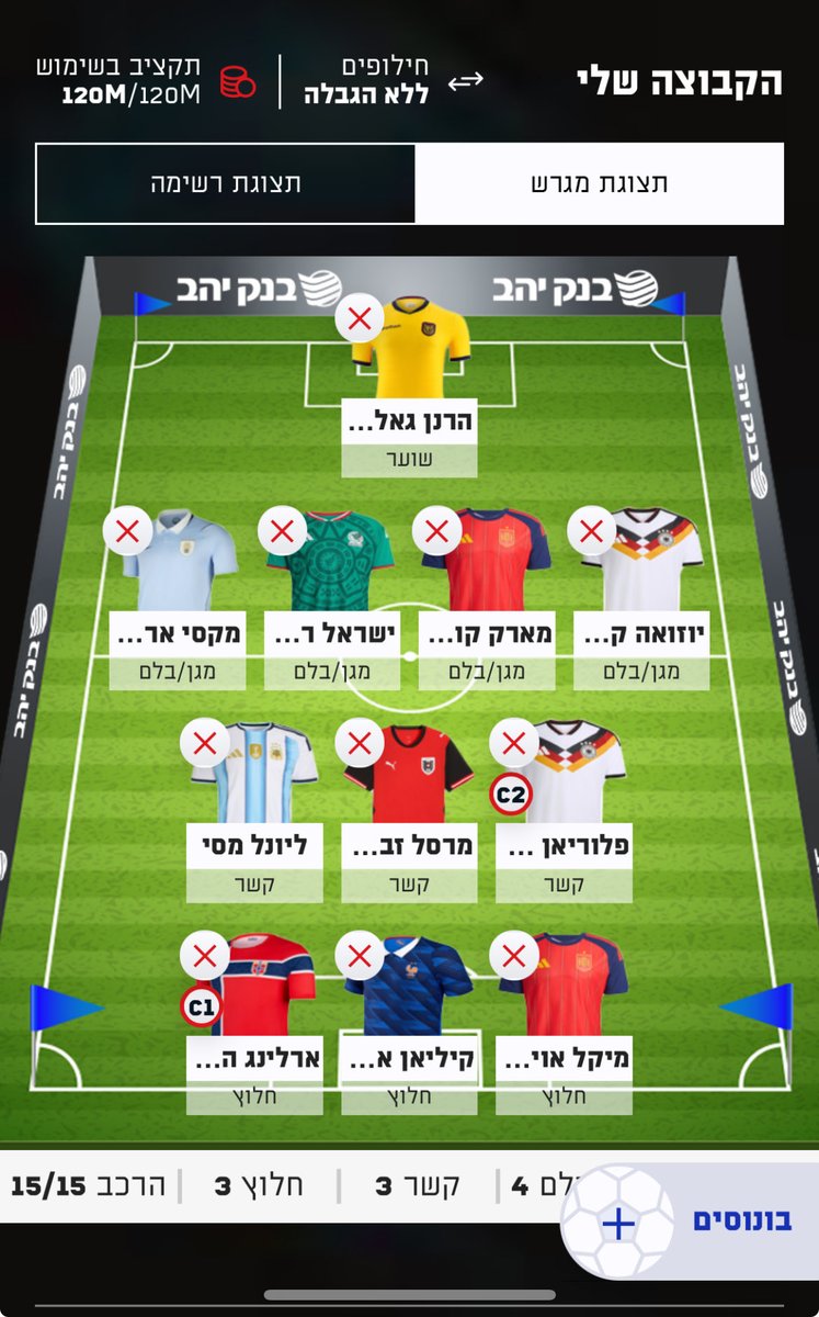 FplTomcor's tweet photo. דראפט ראשוני בפנטזי ספורט5,לא נעול על כמה עמדות,מסי בראשן שגם סוחב פציעה ובינתיים פלייסהולדר לפרימיומים אחרים כמו ימאל עד שאחליט מה לעשות איתו,רוצה מאוד גם את ריירסון אז סיכוי טוב שאשנמך אותו 

איך הדראפט שלכם נראה? https://t.co/MFfeXk0FLW
