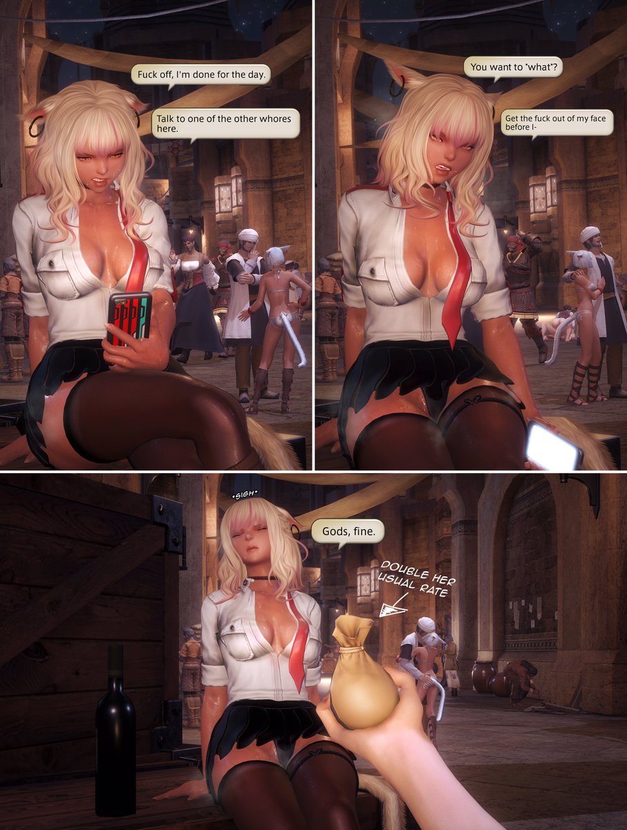 lewdsimov's tweet photo. on a hot and humid ul'dahn night, you found a certain cat at the end of her shift...

1/2 https://t.co/mobYHw8ObI