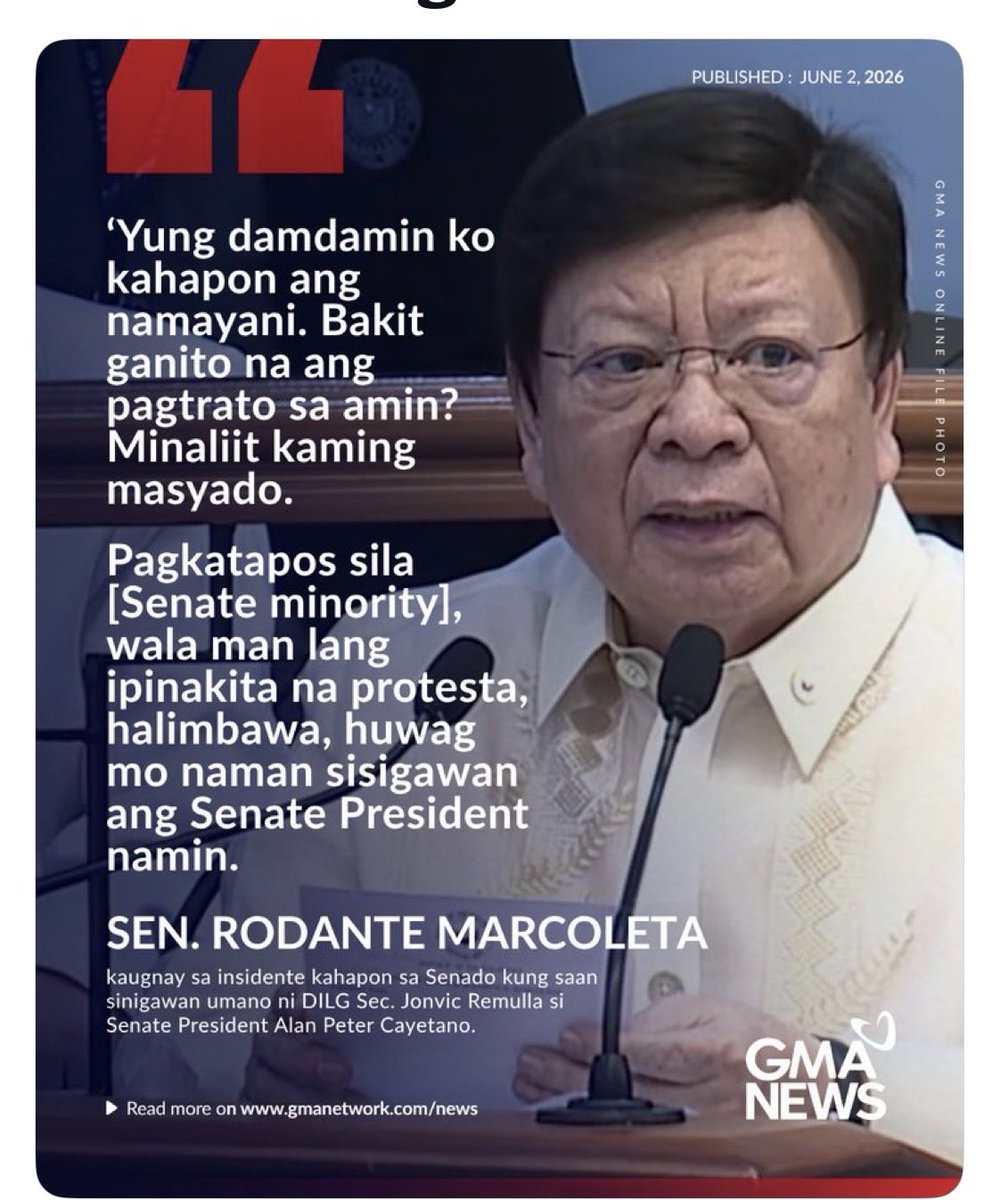 iampinglacson's tweet photo. So, kasalanan pa ng minority bloc na hindi nag-protesta dahil sinigawan ang Senate President natin? Actually, laking pasasalamat nga namin na hindi siya binigwasan ni Sec Jonvic dahil sa inasal niya kahapon. Damn your damdamin. https://t.co/xN7oG0TZR6
