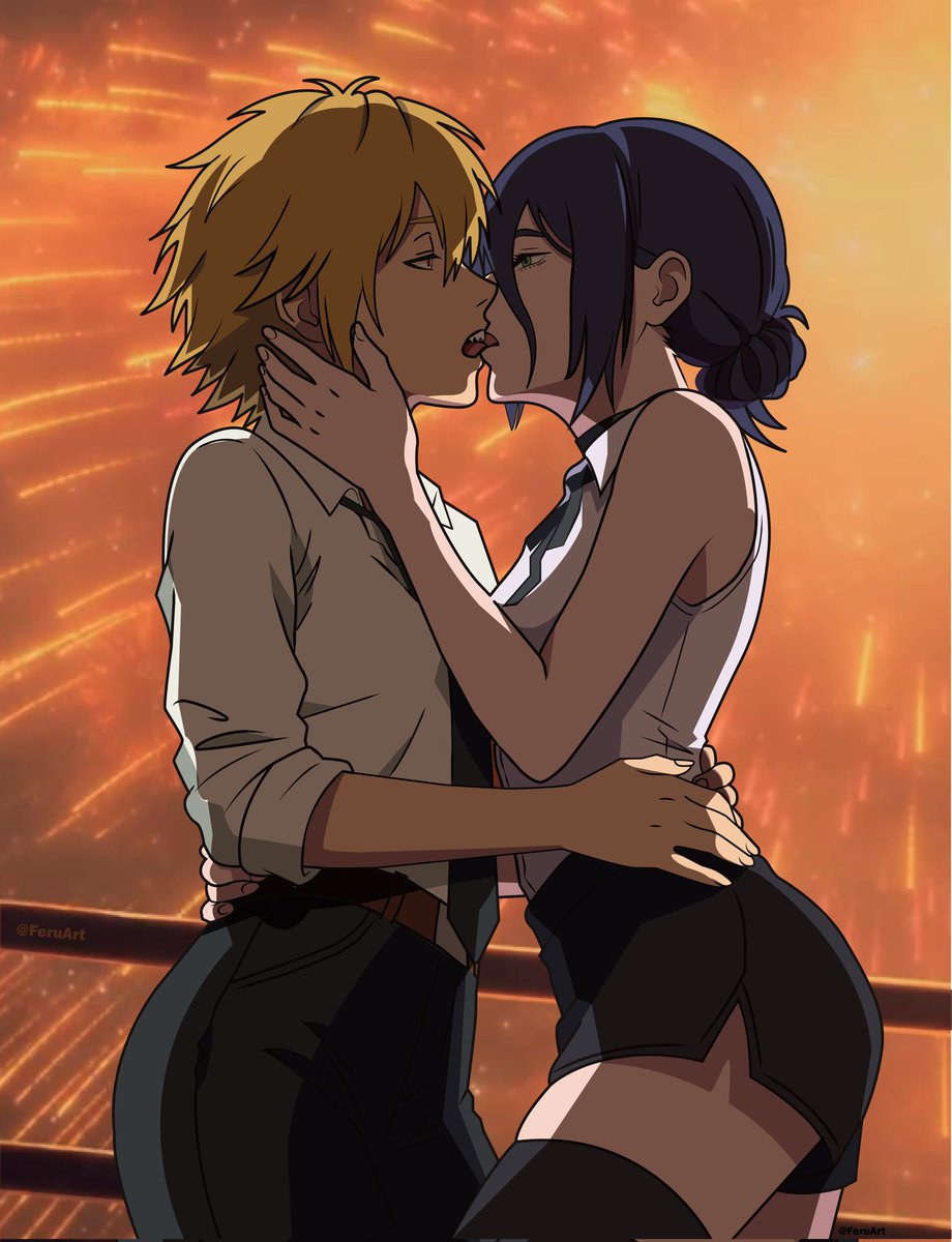 FerchoAndrew's tweet photo. El beso 
Denji (f) Kiss Reze #chainsawman #denji #reze #yuri #chainsawmanarcreze https://t.co/mAS6R2ryQ6
