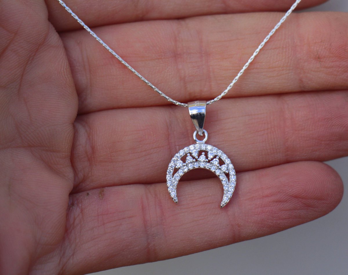 2LiliesDesigns's tweet photo. Sterling Silver Zircon Moon Pendant Necklace Jewelry Gift For Women. Elegant Sparkle Moon Necklace. https://t.co/0cOpvMyEU3 https://t.co/OmaJHiS2zP