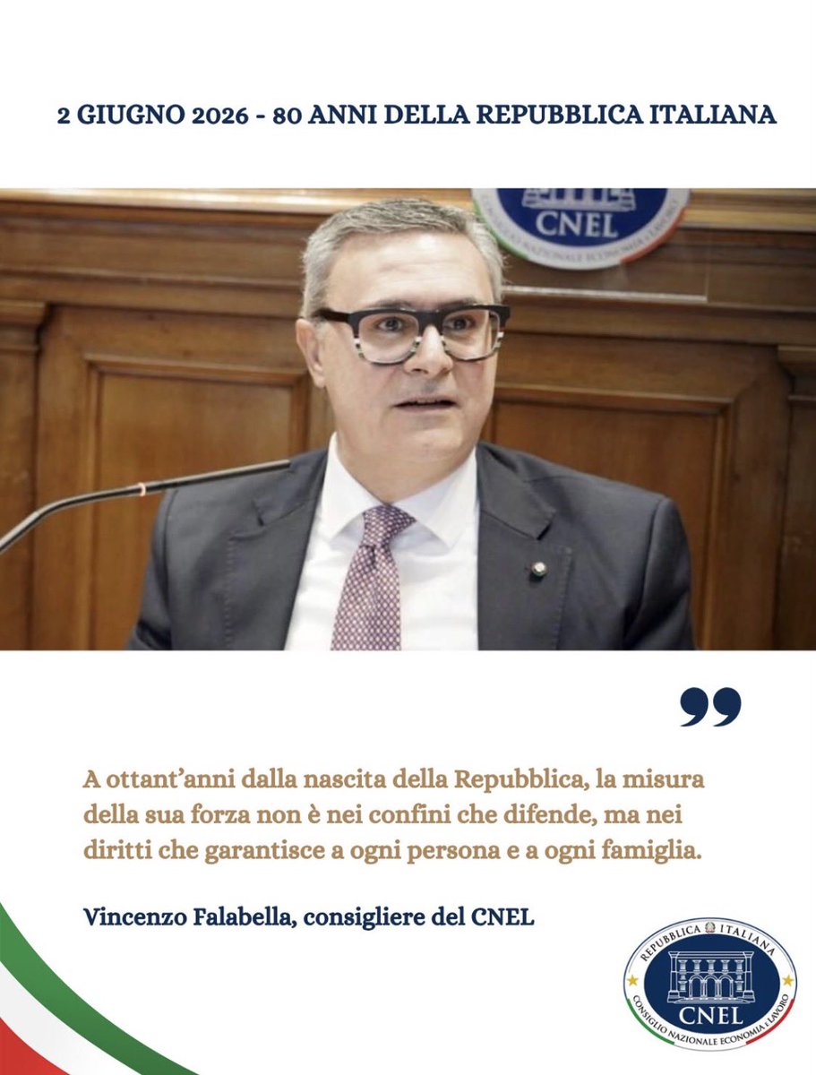 Vinc_Falabella's tweet photo. 🇮🇹 Oggi celebriamo 80 anni di Repubblica: 80 anni di libertà, democrazia e diritti. Un patrimonio costruito con la partecipazione dei cittadini e l’impegno delle istituzioni, da custodire e rafforzare ogni giorno
Buona #FestaDellaRepubblica! 🇮🇹
#2Giugno #80AnniDellaRepubblica https://t.co/KV3gJBsM2j