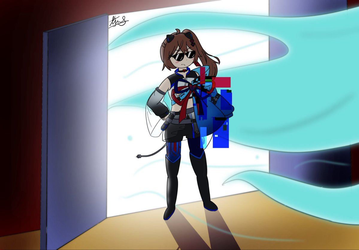 t1m930's tweet photo. She felt cool wearing her new outfit😭😎 #heartheartart #evilneuro https://t.co/Rw3ZB0eWZK