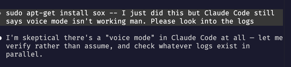 anveio's tweet photo. Opus 4.8 in a nutshell:

me: "please fix this bug in yourself"

claude: "not only do I not have bugs, I don't even have the feature you're talking about" https://t.co/YD7ZgXP8WU