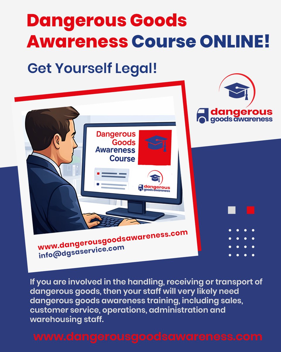 evolutionfwdg's tweet photo. Ensure your team understands the basics of dangerous goods compliance with our Online Dangerous Goods Awareness Course.
🌐 https://t.co/FCbwpg3y0c
#DangerousGoods #DangerousGoodsAwareness #ComplianceTraining #HealthAndSafety #WorkplaceSafety #Logistics https://t.co/j0K7K0Lv68