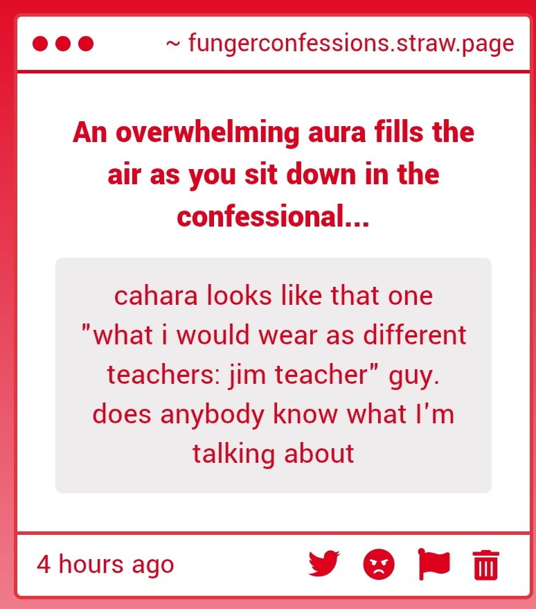 fahconfessional's tweet photo. "cahara looks like that one "what i would wear as different teachers: jim teacher" guy. does anybody know what I'm talking about" https://t.co/bDctLLwC0Q
