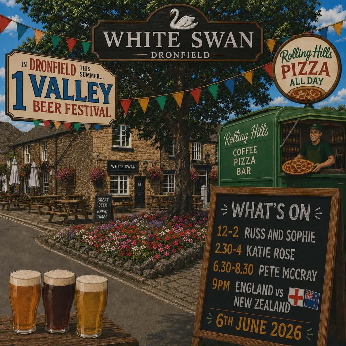 3valleysfest's tweet photo. One Valley Festival in Dronfield this Saturday.. here's what's on at the White Swan. https://t.co/T9QjUfFzSh