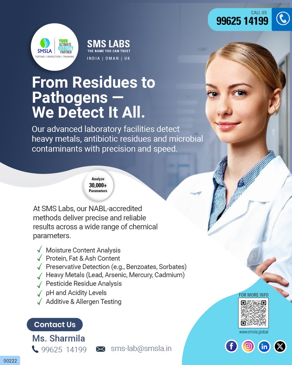SmslaUK's tweet photo. Consult with our Expert today!
Ms. Sharmila
+91-99625 14199
sms-lab@smsla.in
https://t.co/6tDn8C9oGS
#smsla #smslaexperts #smslaposters #environmenttesting #foodtesting https://t.co/SrEGu9L67q