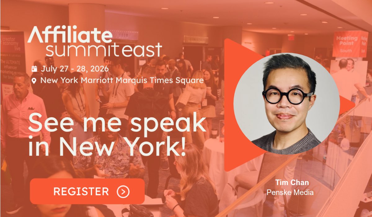 mrtimchan's tweet photo. Excited to share that I will be speaking at Affiliate Summit East 2026.

On stage at the New York Marriott Marquis on July 27-28 with 4,500+ affiliates, advertisers, and publishers.

Use my code SPEAKERNETWORK for 20% off your pass:
https://t.co/DJGzuZcwQi 

#ASE26 https://t.co/E6kbQ3aCvN