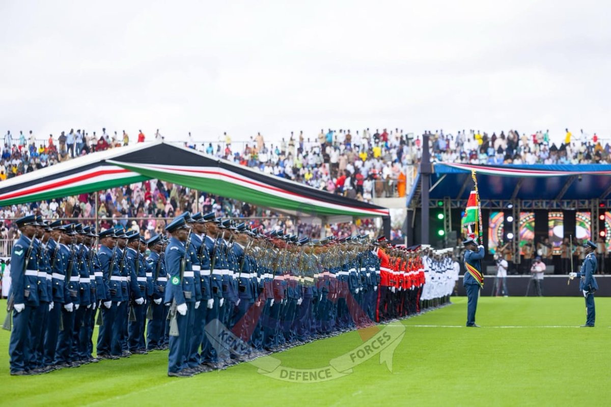 kdfinfo's tweet photo. In a colourful commemoration of its attaining self-rule, Kenya, on 01 June 2026, celebrated its 63rd Madaraka Day at Wajir Stadium in Wajir County. The celebrations were led by the President and Commander-in-Chief of the Kenya Defence Forces, His Excellency Dr. William Ruto. See more: https://t.co/pSpKw5ta5j