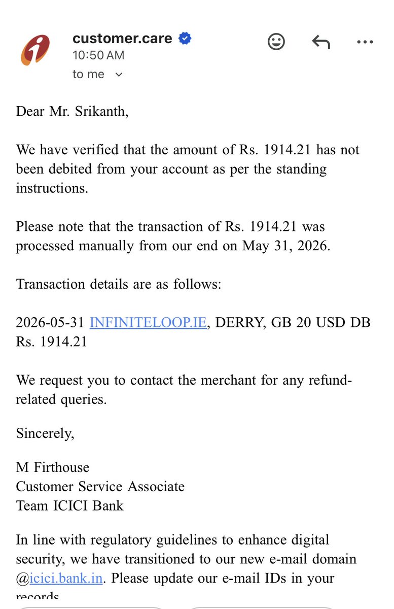 cryptowalas's tweet photo. Finally received a disappointing response from @ICICIBank_Care @ICICIBank 

A payment was manually processed on my credit card without my approval and without an active mandate.

Let that sink in.

If a mandate is cancelled, how can a bank still debit the  amount from my card (manually)?

And instead of taking responsibility, I’m being asked to chase the merchant for a refund.

This is not about one transaction - this raises a serious concern:

👉 Can banks process payments from credit cards without customer consent?

Requesting urgent clarification and intervention from @RBI  @RBIsays