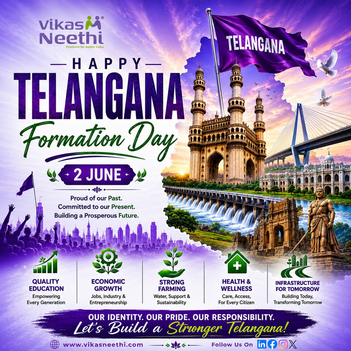 Vikas_Neethi's tweet photo. On #TelanganaFormationDay, we celebrate a state that has emerged as a symbol of innovation, development, and inclusive growth. At #VikasNeethi, we are proud to contribute towards strengthening governance through technology, transparency, and citizen engagement.
#Jaitelangana https://t.co/0yZslQOHFy