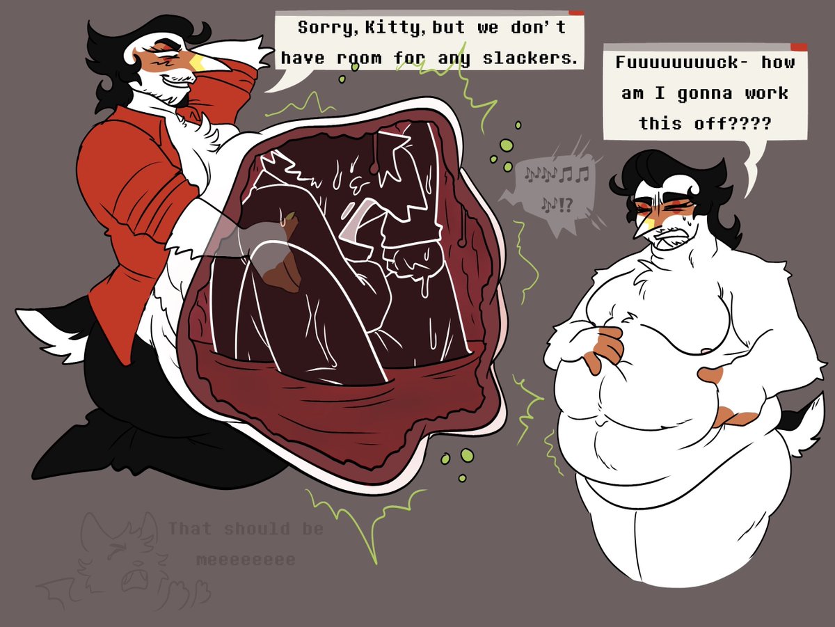 Wwwdotwastebin's tweet photo. Cw fatal digestion 
Only one slacker allowed on the payroll (same guy everytime)
#digestion #deltaruined #vore https://t.co/WTs6Lz8KJU