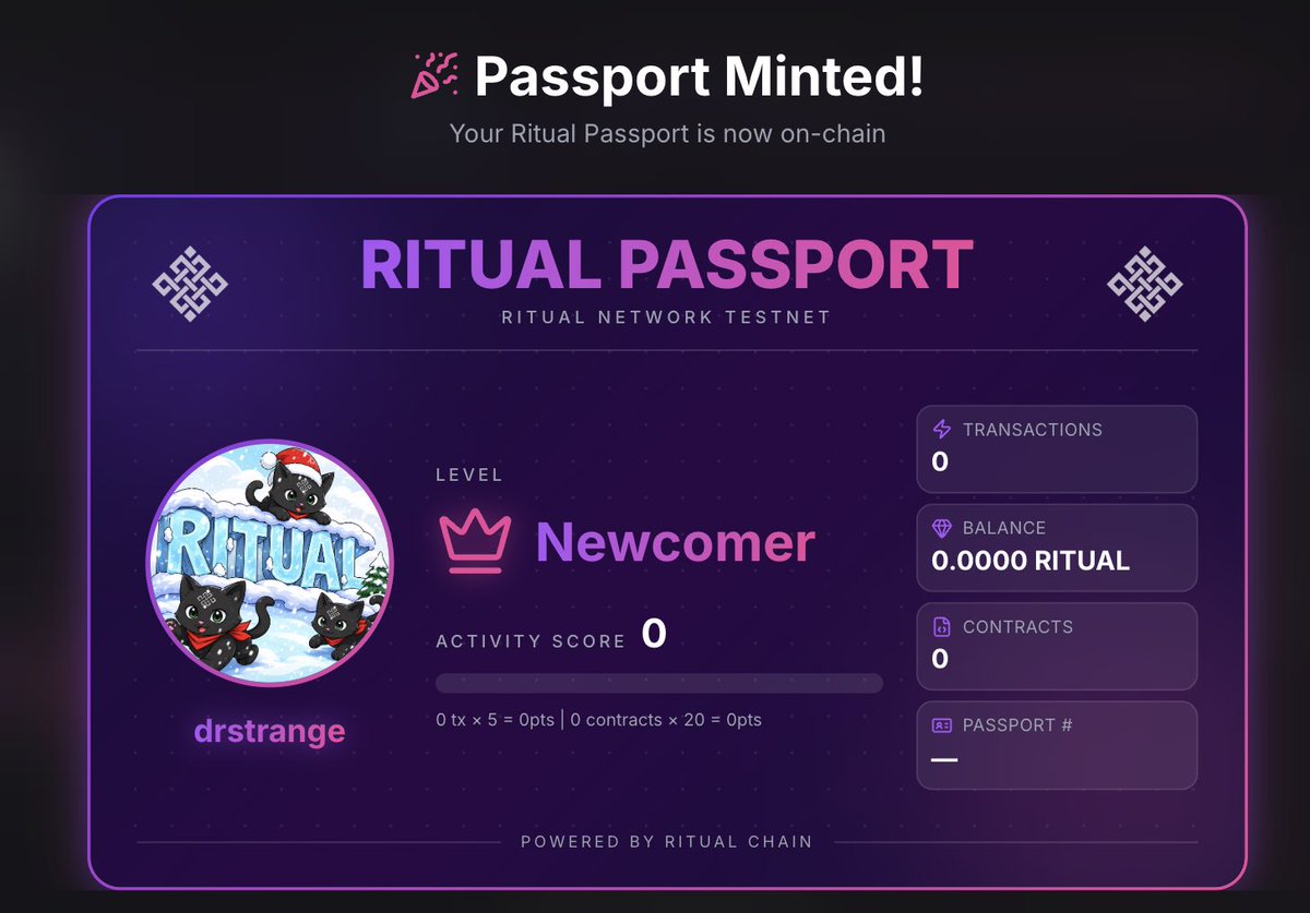 web3_assest's tweet photo. GM @ritualnet

If you have been exploring the Ritual ecosystem, this is something worth checking out.

Successfully minted mine and the experience was smooth.

It gives you a clear view of your transactions and onchain activity in one place.

If you have not minted yours yet, now is a good time to try it and explore.

https://t.co/hub2Nfzobv

Let’s keep building together.