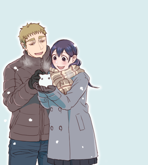 雪の日の二人☃ #創作男女 