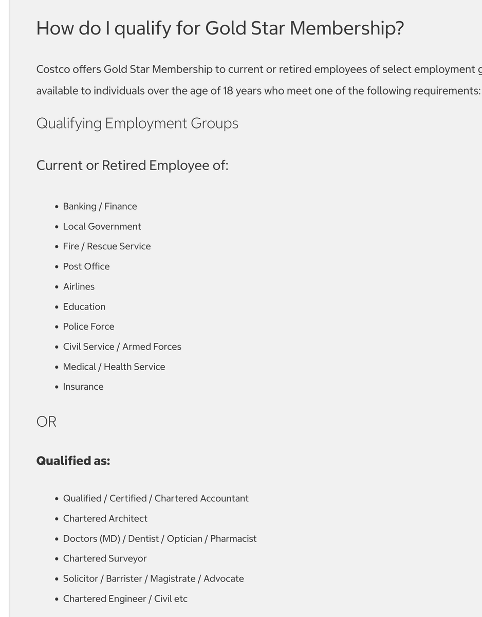 __spd_'s tweet photo. TIL only members of certain professions can get a Costco membership in UK. Cursory read suggests its done to limit their retail exposure to < 20% to benefit from its status as a "wholesaler". https://t.co/J8qMOuvfHP