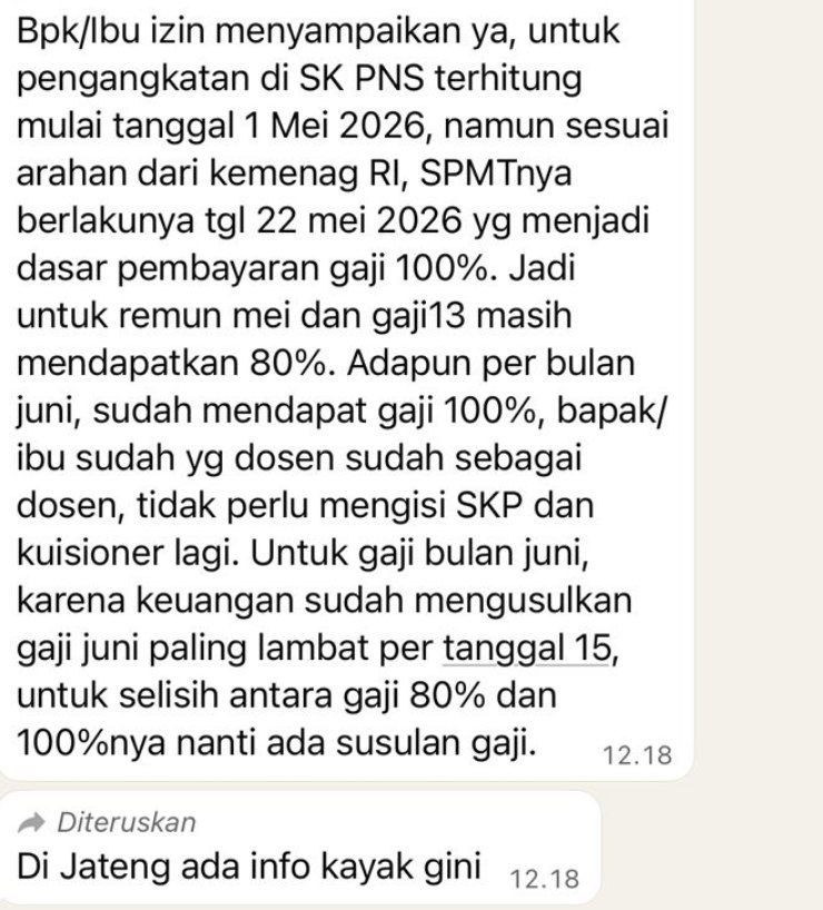 SandSparkglow's tweet photo. Pelantikan CPNS di buat Juni biar ga dpt gaji 13

Pelantikan PNS  diakhir mei, bilangnya spmt 22 mei sehingga gaji   rapel nya cuman Juni aja . Mana SK belum dpt juga lagi . 

Masya Allah @Kemenag_RI  keren ..... Bener2 ikhlas beramal. 🥳🥳🥳

@PNS_Ababil @pppkguru https://t.co/eTUS4iPjEt