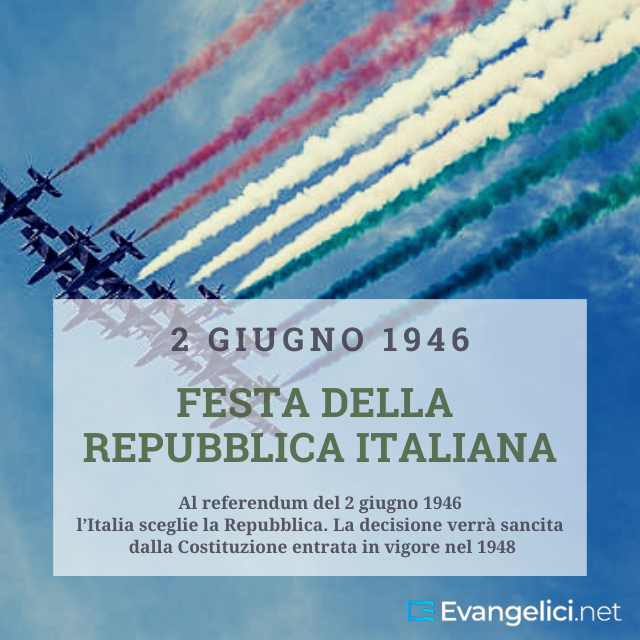 evangelicinet's tweet photo. 2 giugno 1946 - Festa della Repubblica italiana

Al referendum del 2 giugno 1946 l’Italia sceglie la Repubblica. La decisione verrà sancita dalla Costituzione entrata in vigore nel 1948

https://t.co/h932iONYDV https://t.co/dcDBiN4Exy