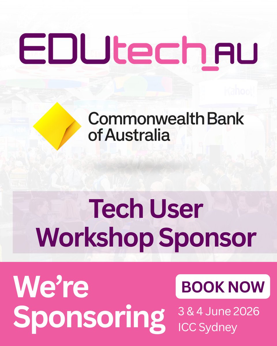 EDUtech_AU's tweet photo. Don't miss Commonwealth Banks hands-on sessions at EDUtech 2026 focused on streamlining school admin &amp; upgrading financial tech infrastructure.

Register here https://t.co/kN8Ep1yDAs

🗓️ 3 &amp; 4 June 2026 📍 ICC Sydney https://t.co/lKYx74hUaa