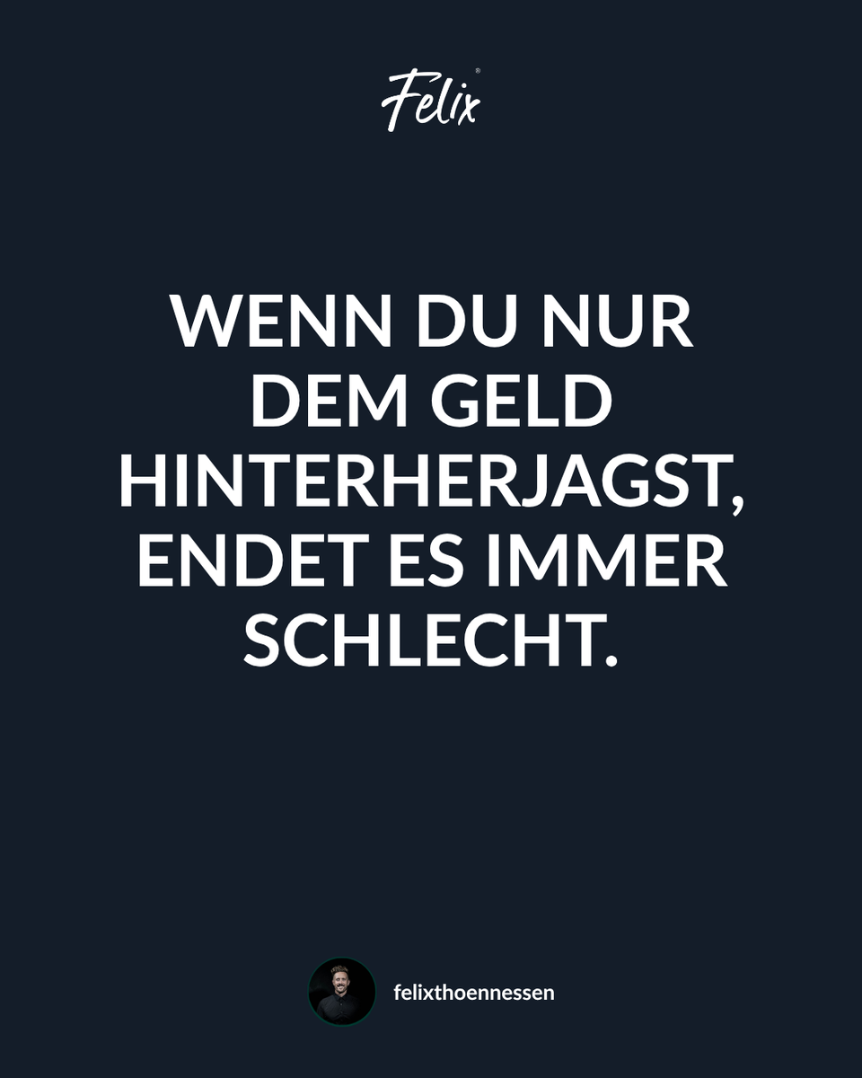 fthoennessen's tweet photo. Wenn du nur dem Geld hinterherjagst, endet es immer schlecht.

Was an deinem Business liebst du auch ohne Cashflow?

#business #felixthoennessen https://t.co/OC12sfBQHS