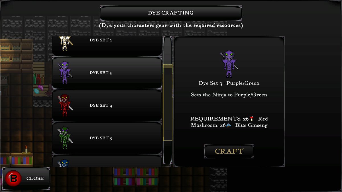 shadowinkdesign's tweet photo. Crescent Hollow Update 1.3.2 Changelog - Player skins / dye crafting system added

Alrighty! here we are with an awesome update we've wanted to do for a couple years but needed to make the switch to shadergraph for it to happen. All four characters have 4 new skin variants to choose from, making a total of 5 (the ninja has 6). To access them, go to the nearest Alchemy Shop (temporary location for now) and find the "Dye Crafting Table". If you have the required resources you can change your skin.

GET IT ON STEAM 👇: https://t.co/PipPWRvgkR
