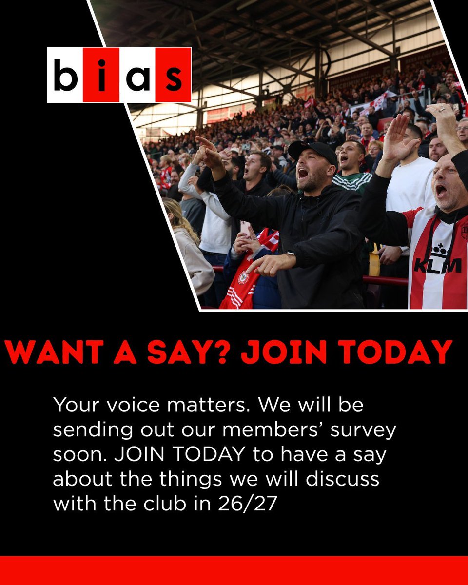 BrentfordBIAS's tweet photo. Want a say? Join BIAS today 📝

Our pre-season survey drops in members' inboxes from 5th June.
Topics: ticketing, atmosphere, stadium facilities + more.
💭 Your views help us talk to the club.
Make the fans' voice stronger.

Join now 👇

https://t.co/DZoObHIpU2 https://t.co/0NrVQ6udPB