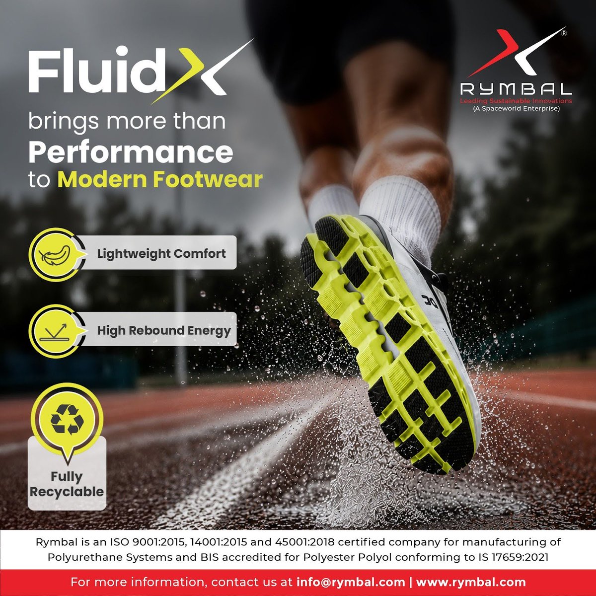 RYMBAL12973's tweet photo. Modern footwear demands more. FluidX is an ultra-lightweight, fully recyclable PU system engineered for athleisure comfort, flexibility, energy return, and durability. Smarter performance starts with smarter materials

Contact: info@rymbal.com https://t.co/kYGpYqARcf