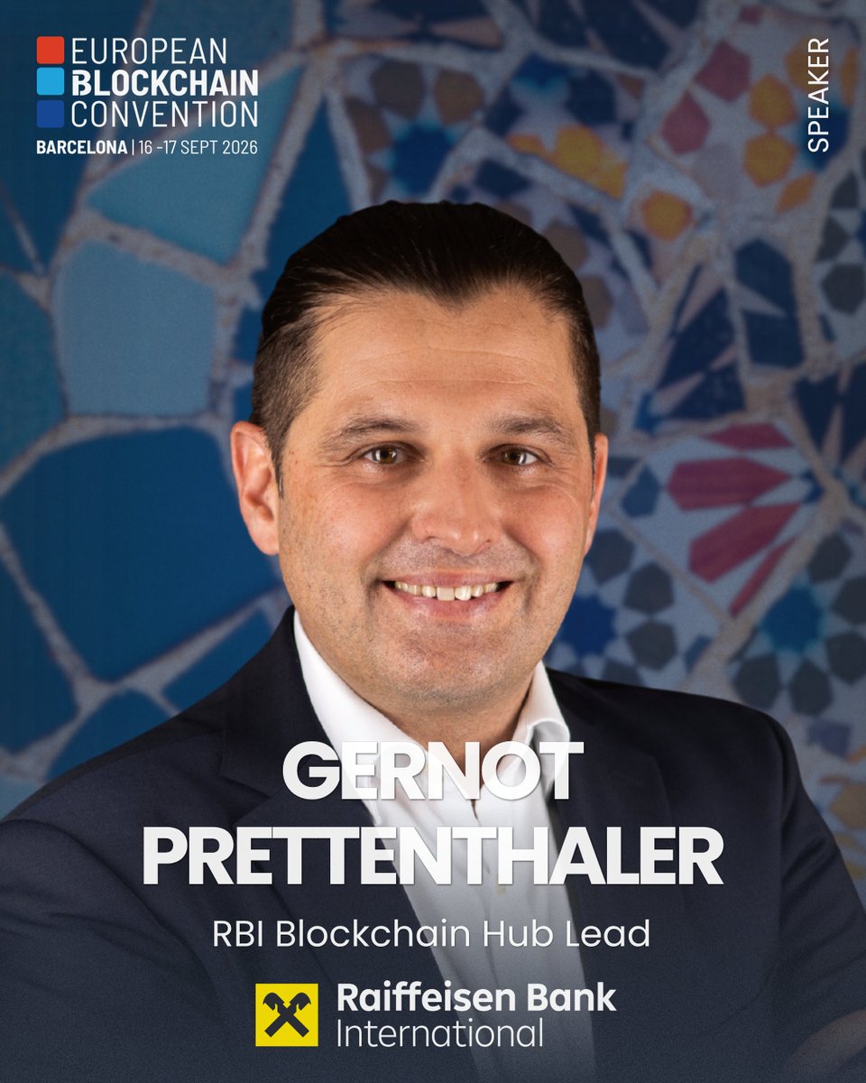 EBlockchainCon's tweet photo. EBC12 Speaker: Gernot Prettenthaler | RBI Blockchain Hub Lead | Raiffeisen Bank International

Gernot Prettenthaler leads the RBI Blockchain Hub, a group-wide competence centre responsible for DLT strategy, use case evaluation, and tokenisation initiatives across the RBI group. He has held the role since 2018, having joined RBI in 2010 after years in leasing and project finance across CEE markets.

Raiffeisen Bank International is a major Austrian banking group with €218 billion in total assets, operating across Central and Eastern Europe.

Join the leaders shaping digital assets in Barcelona on September 16 - 17:
https://t.co/SS1oYoYh5J