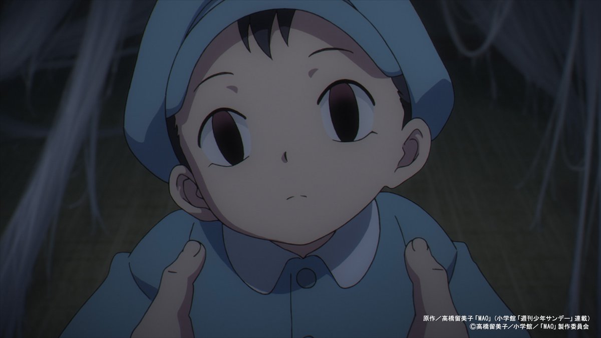 MAOanimation's tweet photo. ＿＿＿＿◣＿＿＿◢＿＿＿＿

 #アニメMAO 各話振り返り
   場面写真一挙公開WEEK
＿＿＿＿＿＿＿＿＿＿＿＿＿

第3話「呪われし者」
現在、各配信プラットフォームで配信中！
気になるシーンをぜひチェック👀✨

#アニメMAO は
毎週土曜23時45分～NHK総合にて放送中
※放送は変更となる場合がございます。