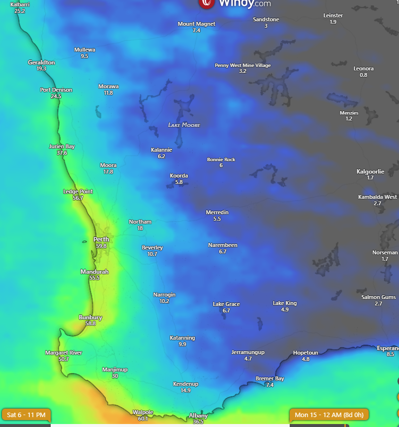 MeredithGuthr15's tweet photo. @DPIRDbroadacre rainfall and soilwater maps for 1 June 2026. From 1 April - Pemberton has had 254 mm, Cadoux 16 mm. Everything ok soil water wise. Read the June Seasonal Climate Outlook on DPIRD website. Another cold front next week. #climate https://t.co/yofjYqiWDk