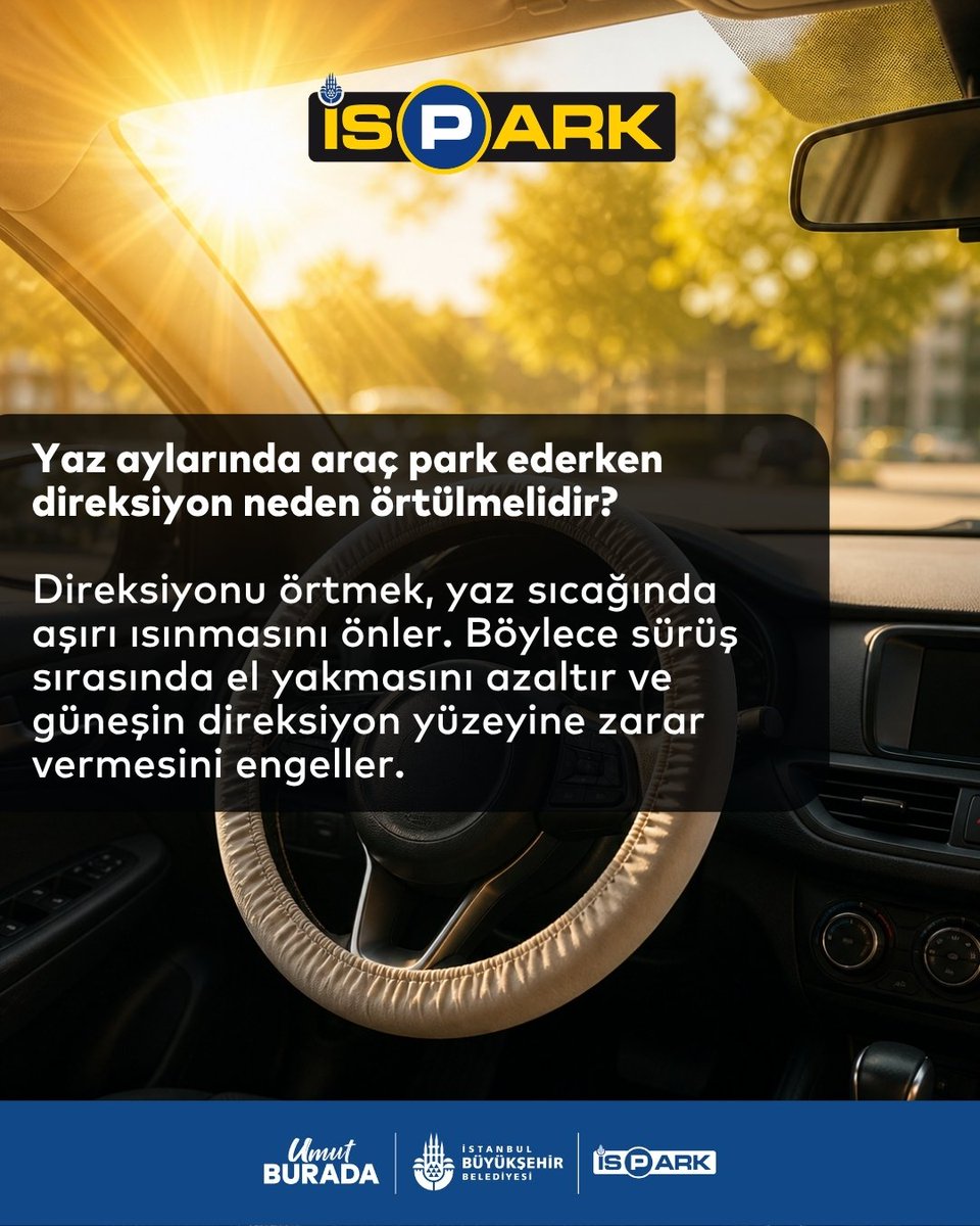 ispark's tweet photo. ☀️ Yaz sıcaklarında aracınızı korumak ve sürüş konforunu artırmak için küçük önlemler büyük fark yaratır.

🚗 Mümkün olduğunda kapalı otoparkları tercih edin.
🛡️ Güneş altında uzun süre kalan araçlarda iç sıcaklığın hızla artabileceğini unutmayın.
🌡️ Araç iç ekipmanlarını korumak için güneş koruyucu ekipmanlardan yararlanın.

İSPARK olarak, yaz aylarında da konforlu ve güvenli park deneyimi sunmak için hizmet vermeye devam ediyoruz.

#İSPARK #Otopark #GüvenliPark #YazAyları #SürüşGüvenliği