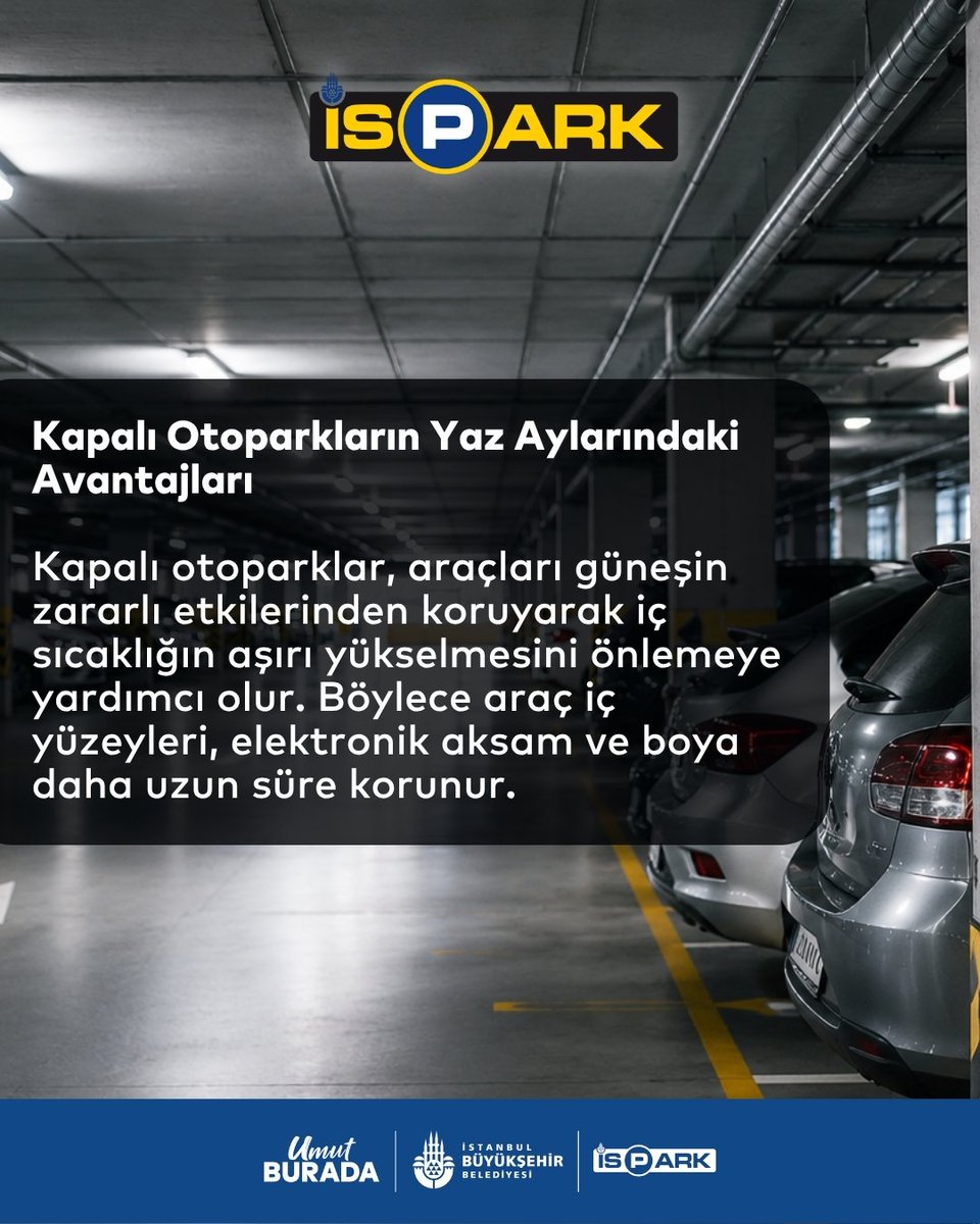 ispark's tweet photo. ☀️ Yaz sıcaklarında aracınızı korumak ve sürüş konforunu artırmak için küçük önlemler büyük fark yaratır.

🚗 Mümkün olduğunda kapalı otoparkları tercih edin.
🛡️ Güneş altında uzun süre kalan araçlarda iç sıcaklığın hızla artabileceğini unutmayın.
🌡️ Araç iç ekipmanlarını korumak için güneş koruyucu ekipmanlardan yararlanın.

İSPARK olarak, yaz aylarında da konforlu ve güvenli park deneyimi sunmak için hizmet vermeye devam ediyoruz.

#İSPARK #Otopark #GüvenliPark #YazAyları #SürüşGüvenliği