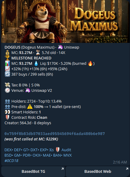 solgoodman's tweet photo. oh yeah @BasedPings also caught $DOGEUS at $229K MC before all the fa*kols started shilling it

SOL + BASE + ETH 
what else do you want? 

🤠🤠 https://t.co/feMqKmYjAd