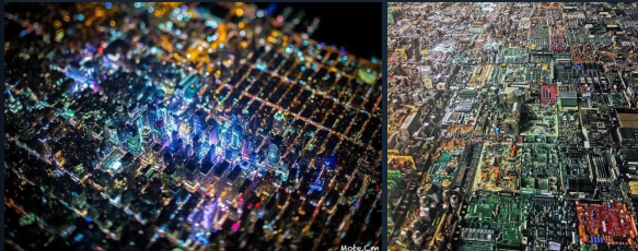 andreas_nigbur's tweet photo. Many have noticed that our cities, viewed from above, resemble printed circuit boards with microchips and other radio components.

Sometimes, when looking at photos, it's not immediately clear whether it's a city or a circuit board.

Printed circuit boards, fractal antennas, inductors, conductor connections, and real photos of cities?

And what about the Minotaur's labyrinth and other things that were, for example, in caves? Have you ever heard of tubes that transmit acoustic or radio waves? 

Most likely, many buildings, such as the pyramids at Giza, were built according to these principles.

And the pyramid itself could very well have been a kind of antenna.⚡️⚡️⚡️