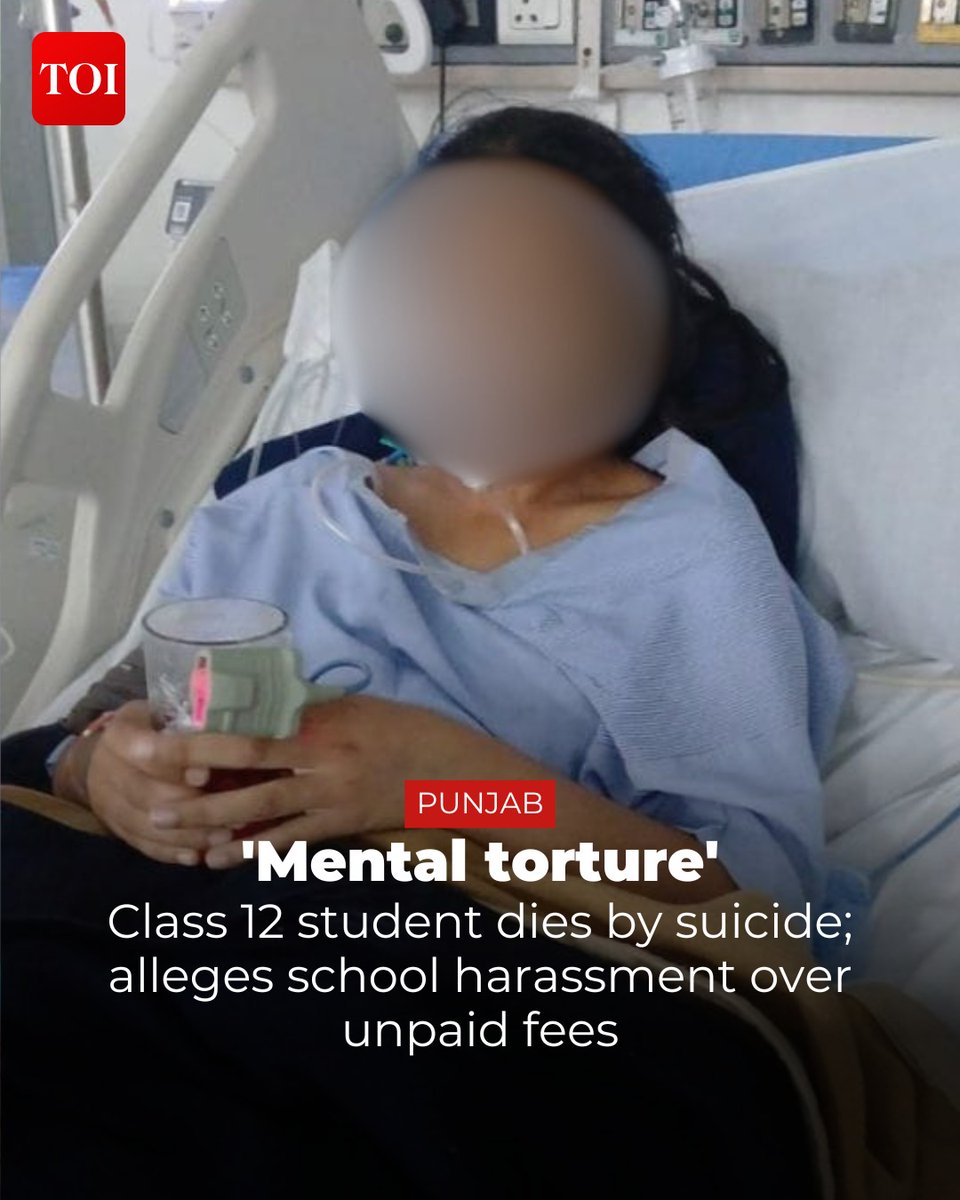 timesofindia's tweet photo. #Punjab | A tragic incident has come to light where a Class 12 student ended her life after allegedly facing severe mental harassment by her school management over unpaid #fees. 

Details here 🔗https://t.co/pCDkZXN8ec https://t.co/XtfWeuLpzr