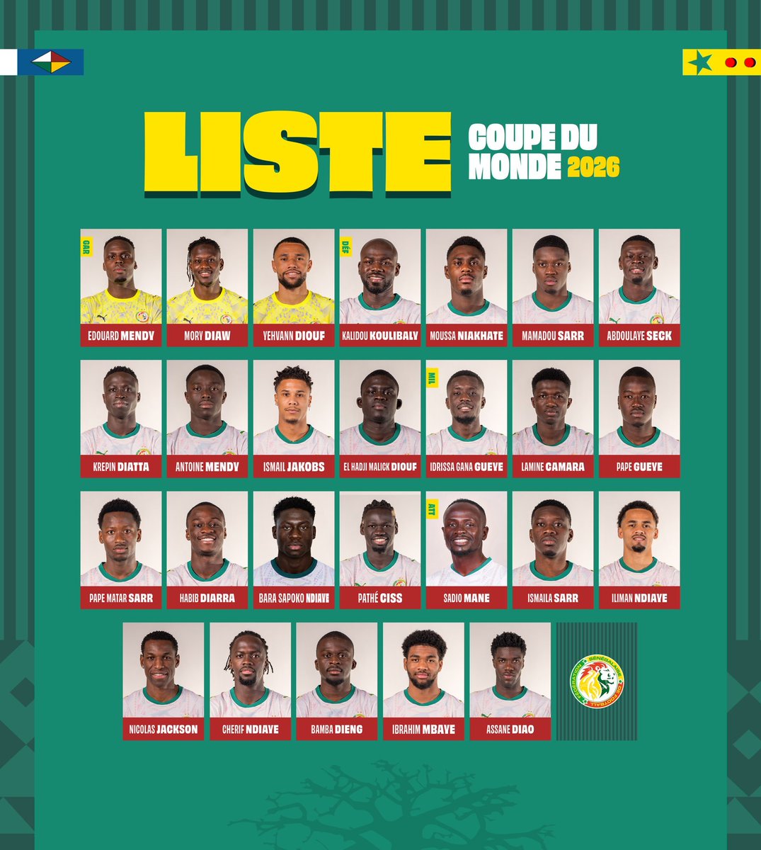 match_turkey's tweet photo. Senegal, Dünya Kupası için kadrosunu duyurdu. İsimler: Ismail Jakobs, Cherif Ndiaye. https://t.co/b9d26FhHA5