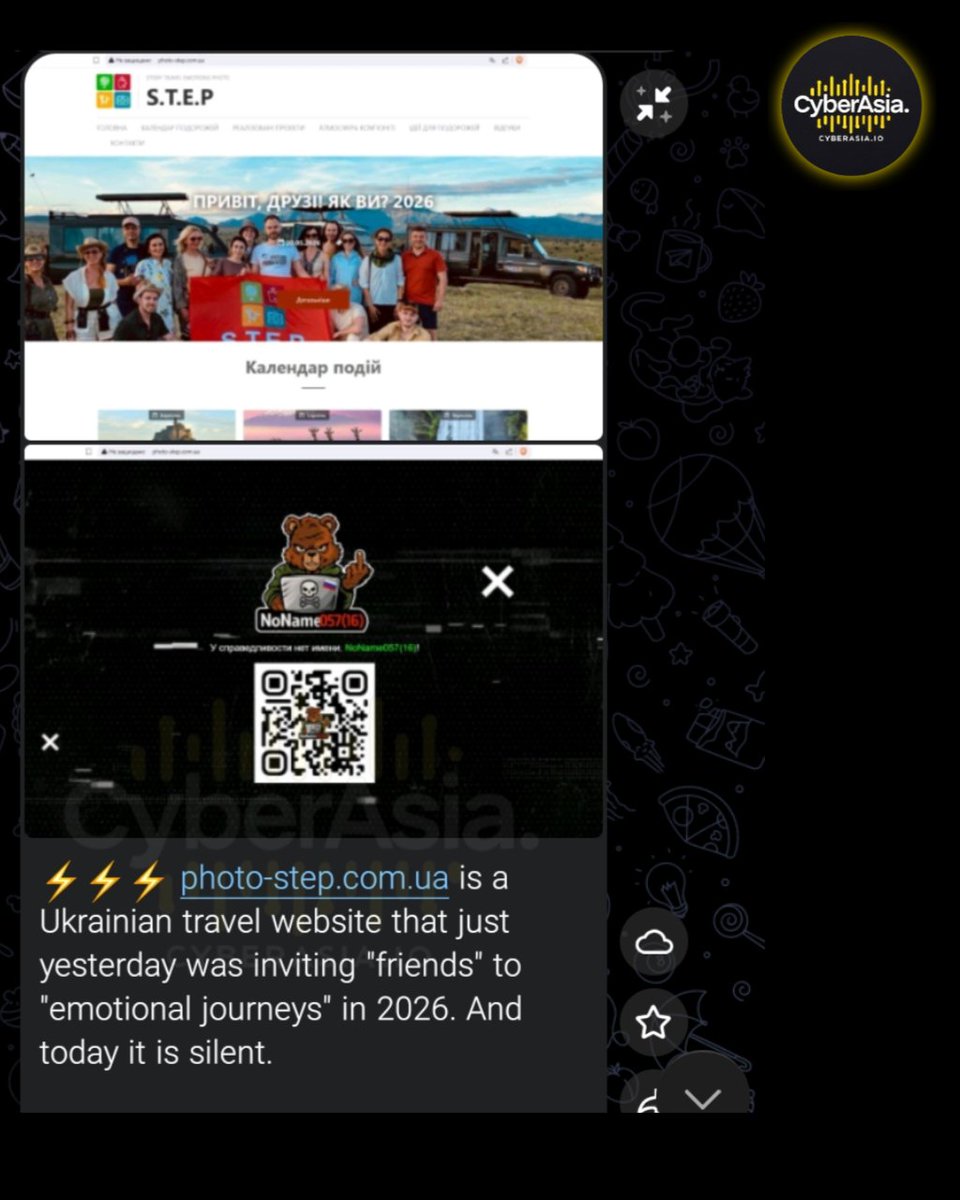 cyberasia_io's tweet photo. 🚨 Ukraine Alert 🇺🇦

Hacker group #NoName057(16) has conducted a website #defacement and full takeover attack against https://t.co/UQTU7hs9PJ, a Ukrainian travel and tourism website.

#CyberAttack #DefaceAttack #Ukraine #PhotoStep https://t.co/ORJvjEVB1P