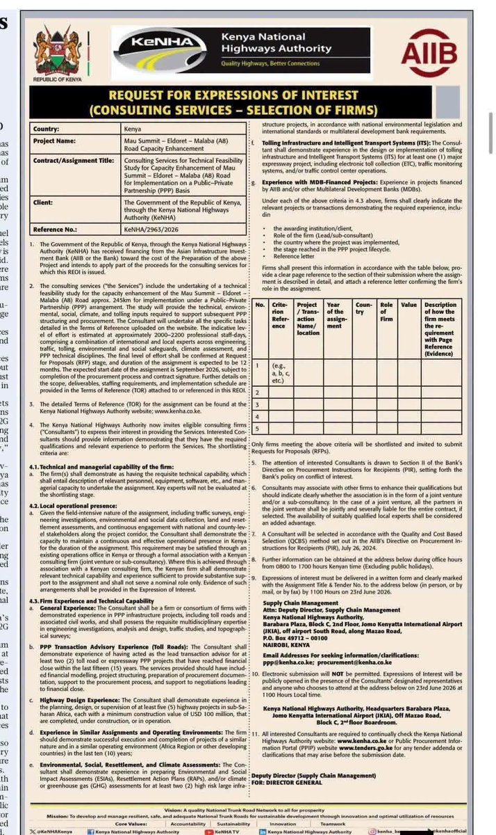 AbdulahiAdan10's tweet photo. President William Ruto has secured funding from the Asian Infrastructure Investment Bank to expand the SuperHighway from Mau Summit through Eldoret to Malaba. https://t.co/GdpOij6a0i