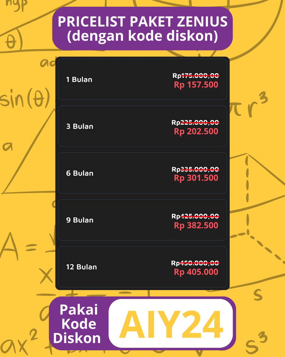kawanzenius's tweet photo. Jangan ketinggalan belajar di Zenius! Biar paham sampe ke akar-akar!
Mau lebih hemat? 👉 Gunakan kode: AIY24🔥 untuk promo spesial gak bikin kantong jebol!🎯

📍Save kode referral Zen: AIY24‼️

bimbel online belajar utbk snbt tryout  promo referral to mandiri ujian um diskon https://t.co/EFS18nMMny