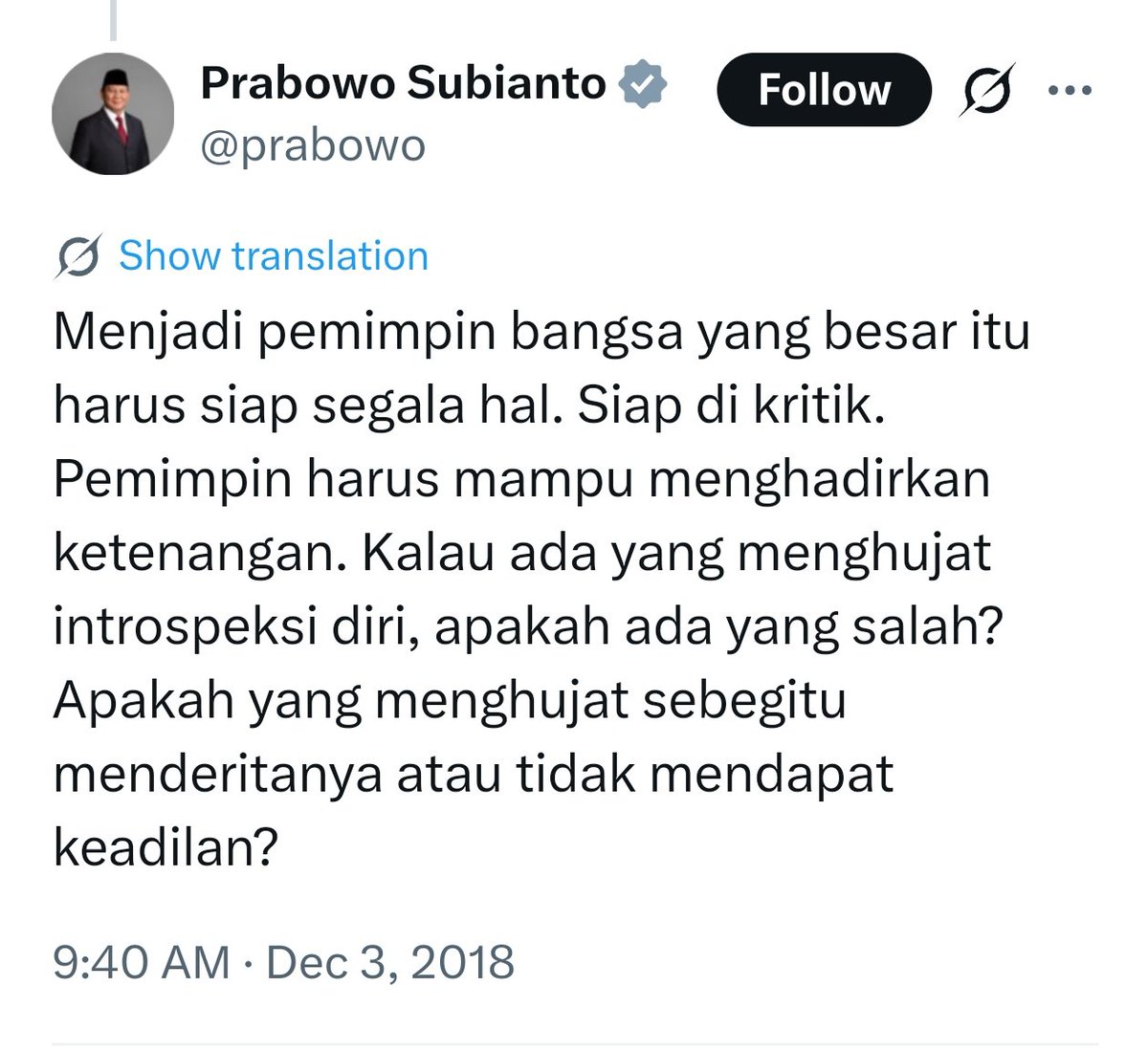 Dospemz's tweet photo. Penyampaian Pak Dino padahal  sangat terukur, santun, dan jauh dari nada menyerang personal. 
Kalau kritik setenang itu saja sudah dianggap kurang etis, berarti Prabowo belum siap untuk menjadi pemimpin besar. https://t.co/rTSYzIjT4T