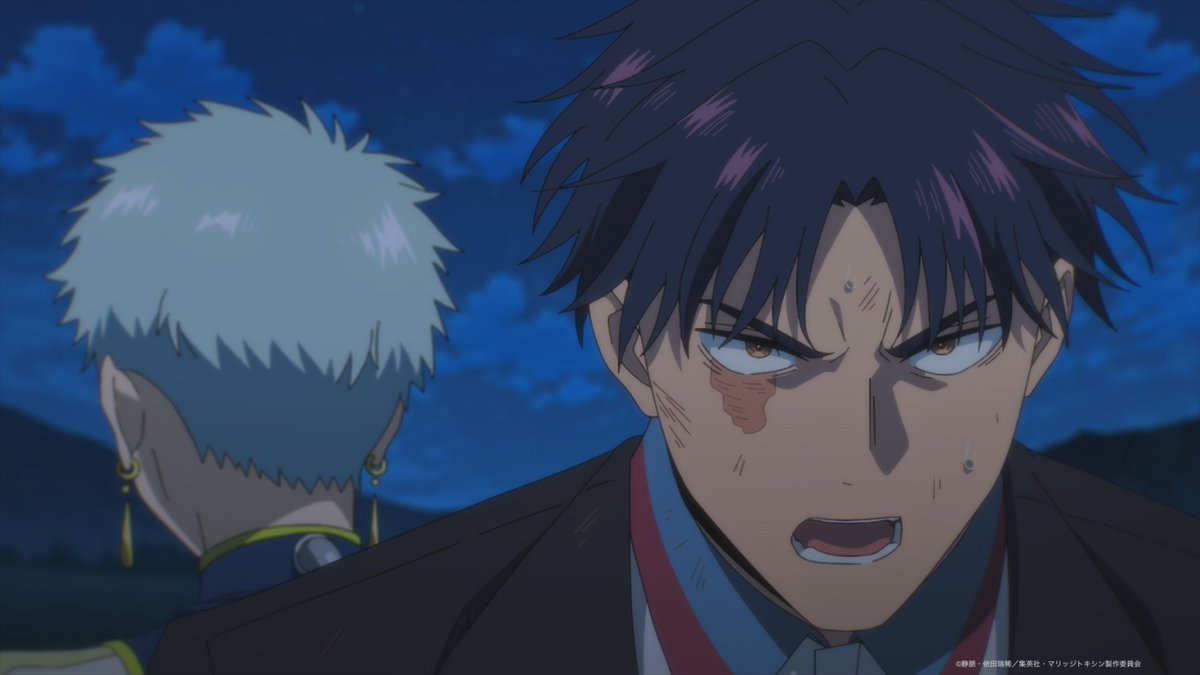 marritoxi_PR's tweet photo. ／
 　TVアニメ『マリッジトキシン』
　ご視聴ありがとうございました！
　ぜひ感想は【#マリッジトキシン】で📮
＼

そして…
第10話 あらすじ＆先行カット公開💍‧⁺⊹

　【　役立たず　】

▽あらすじ💕
共に敵の本拠地を目指す嵐山に
下呂は一緒に「獣使い」を倒すことを提案。
二人の距離は近づいていく中、
十四郎が現れ雰囲気は一転‼️
下呂に「獣使い」の傍系100人が襲いかかる！

多勢に無勢で消耗する下呂の前に、
城崎が手配していた“助っ人”が現れて…。

毎週火曜よる11時より火アニバルにて放送中💉